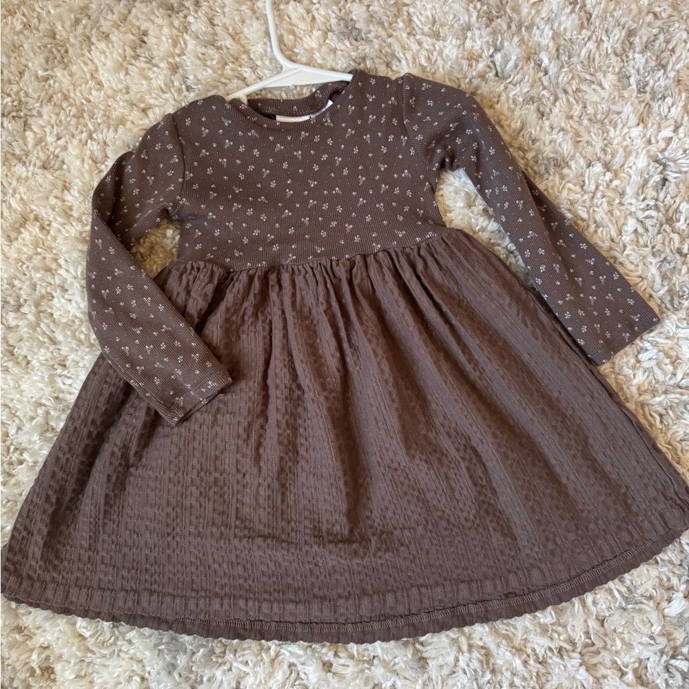 Zara Chocolate Brown Floral Knit Dress